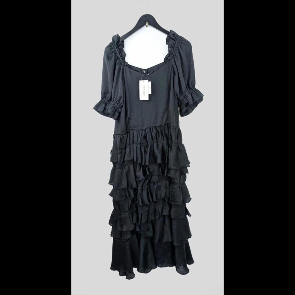NWT AD2018 COMME DES GARCONS Women's Sz US M Black Ruffle Midi Dress $1465 JAPAN